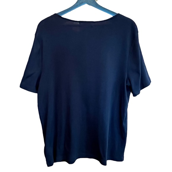 Lauren Ralph Lauren Black Lace Up Shoulder Short Sleeve Cotton Top 1X - Picture 5 of 9